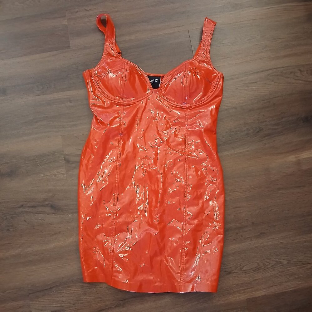 IVY PARK Adidas Originals X Latex Dress In Red RARE DESIGNER BEYONCE BODYCON XL - Picture 3 of 6